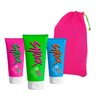 kit 3 bisnagas shock com sacolinha de praia rosa